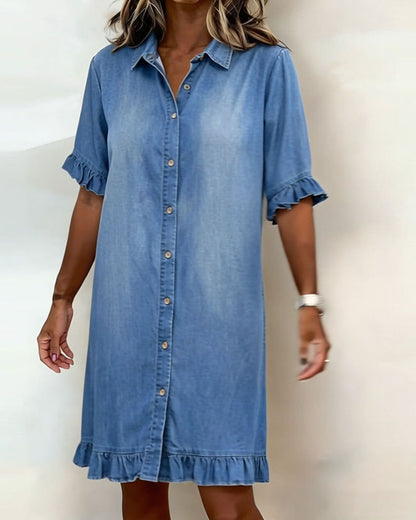 ANNA | Vestido Tejano Ligero de Corte Recto