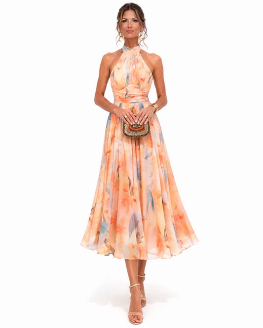 AURORA | Vestido estampado de acuarela de honor