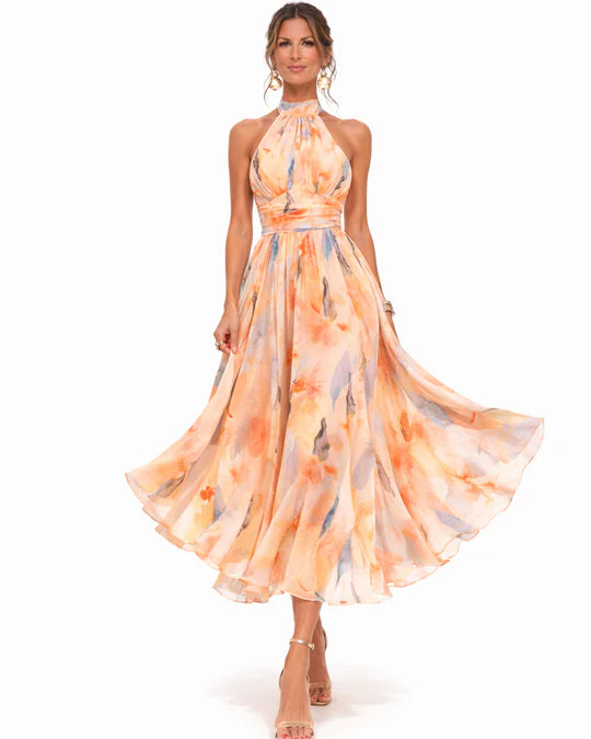 AURORA | Vestido estampado de acuarela de honor