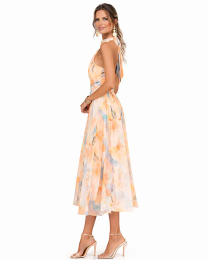 AURORA | Vestido estampado de acuarela de honor