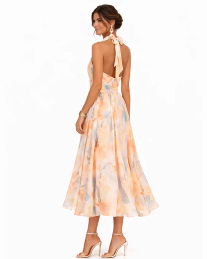 AURORA | Vestido estampado de acuarela de honor