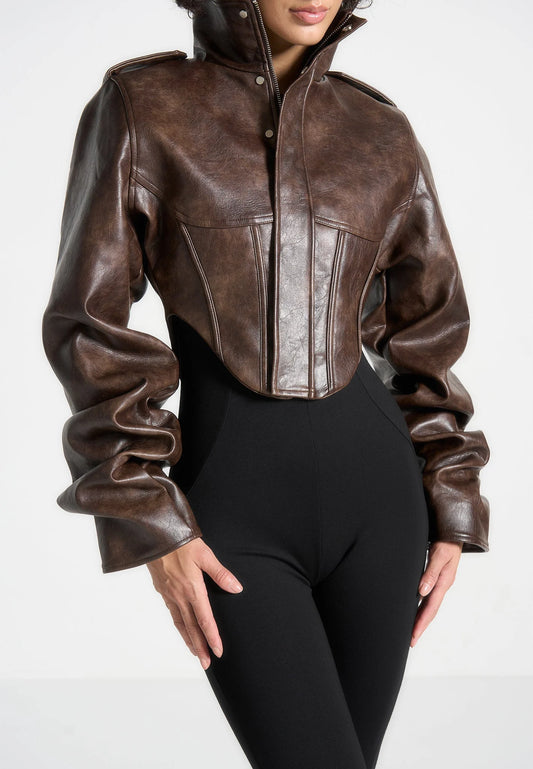 Chaqueta corsé de cuero