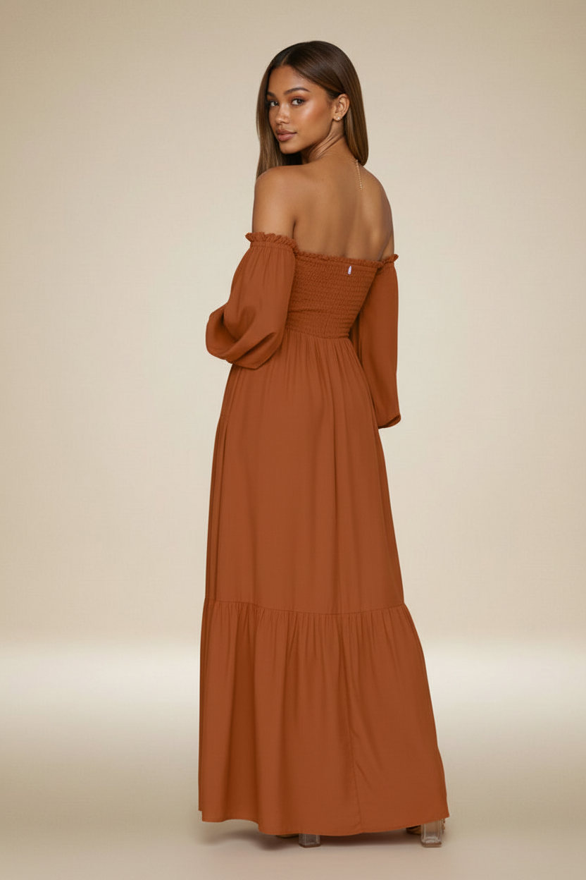 Vista trasera - Vestido naranja
